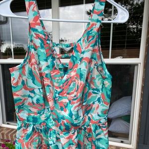 Keyhole floral print tank top mini dress